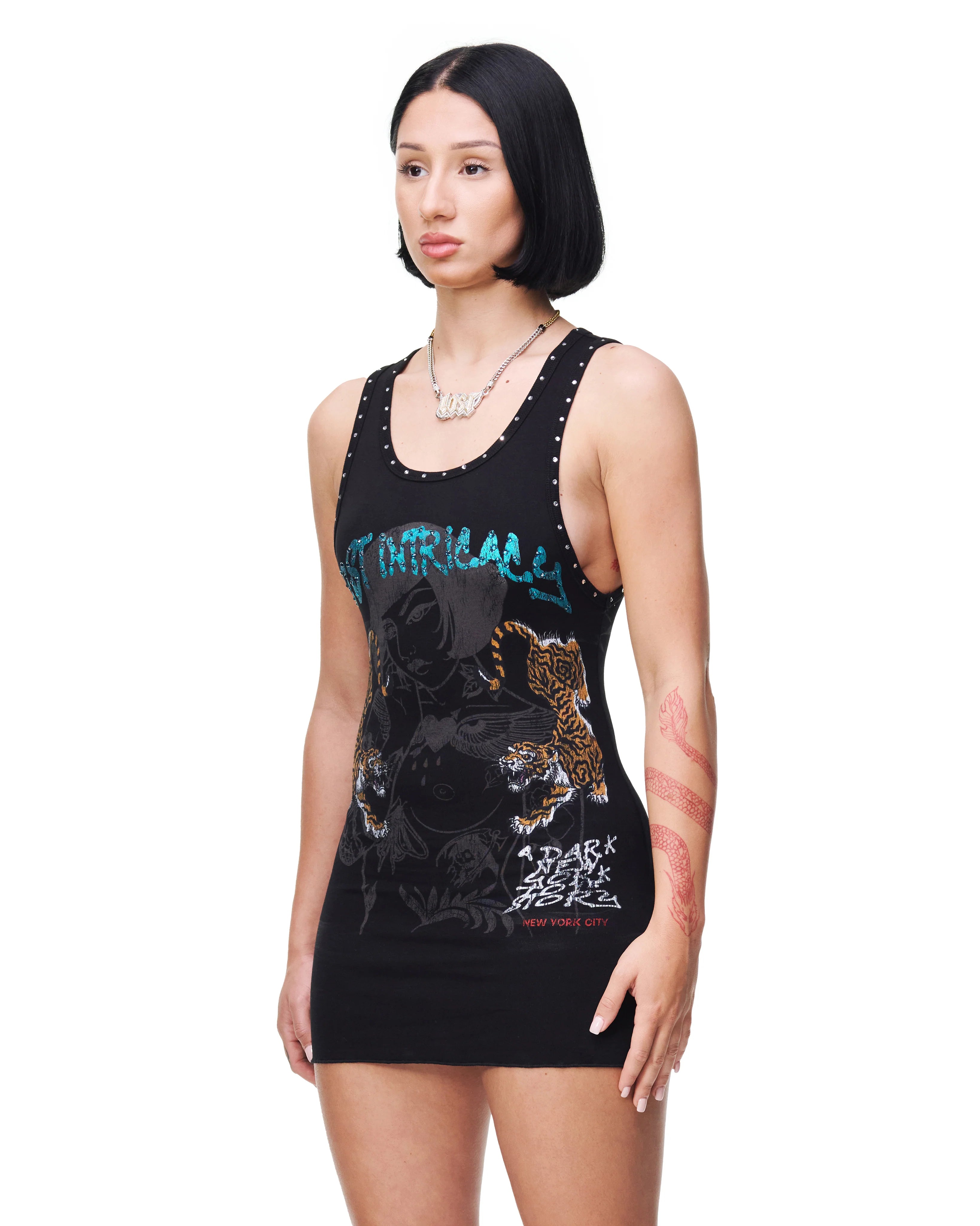 Lost Intricacy Twin Tiger Dress Black
