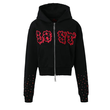 Lost Intricacy "Black/Red Patch" Zip-Up Hoodie (Women)