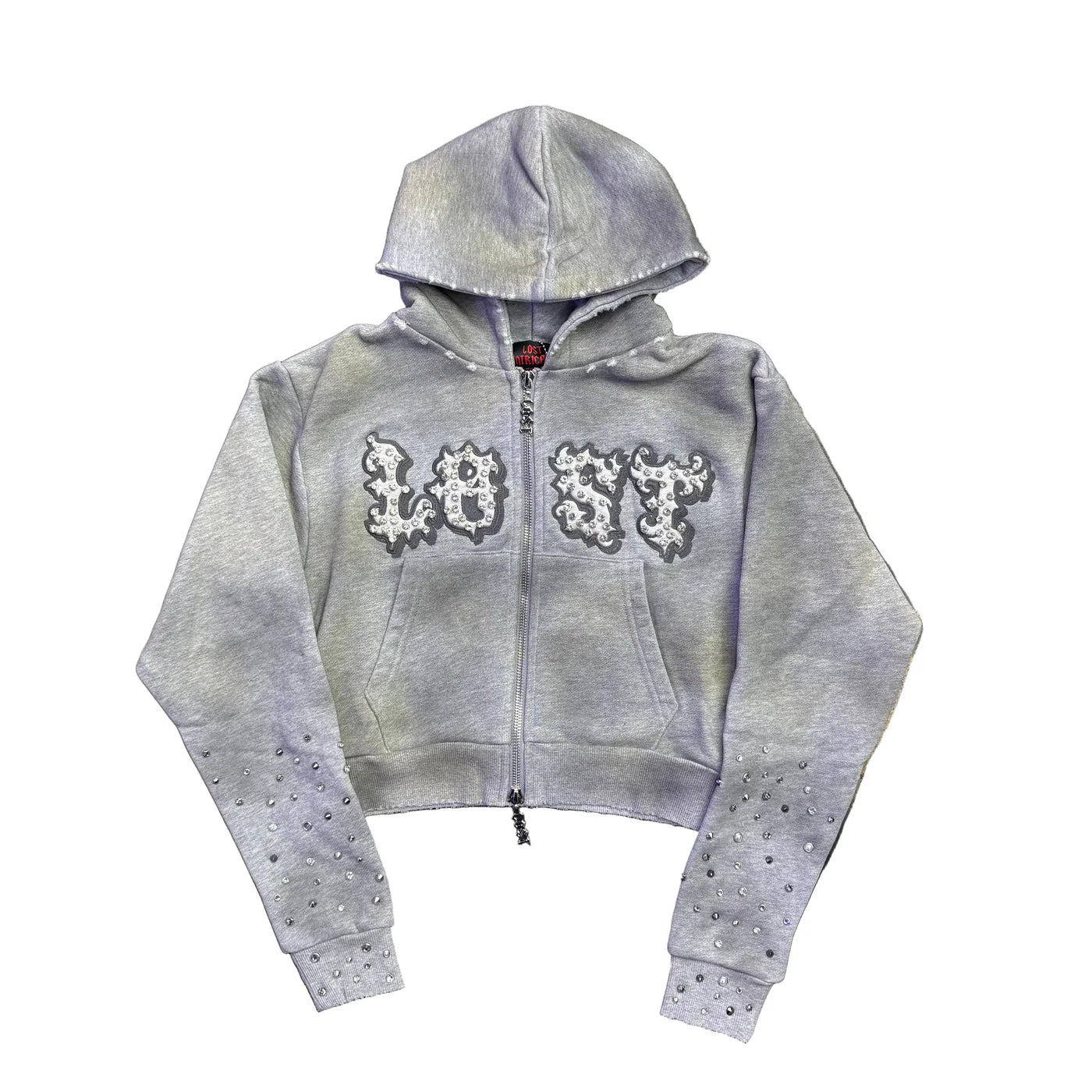 Lost Intricacy Patch 2.0 Womens Zip Up Hoodie Grey