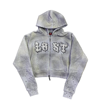 Lost Intricacy Patch 2.0 Womens Zip Up Hoodie Grey