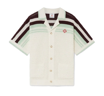 Casablanca Tennis Cotton Crochet Shirt Cream Brown Green