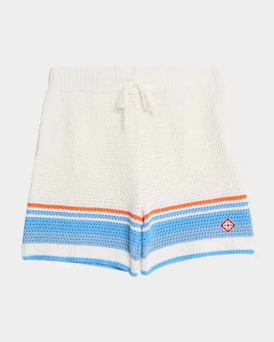 Casablanca Men's Faux Crochet Drawstring Shorts White Blue Orange