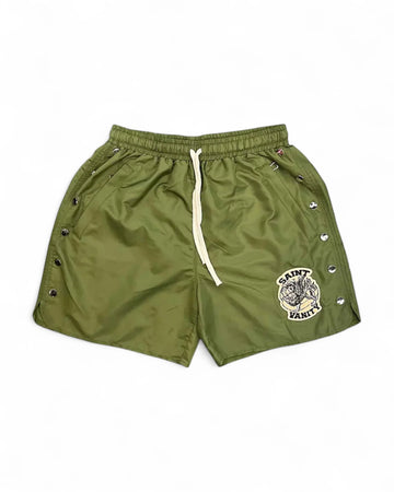 Saint Vanity Green Nylon Shorts