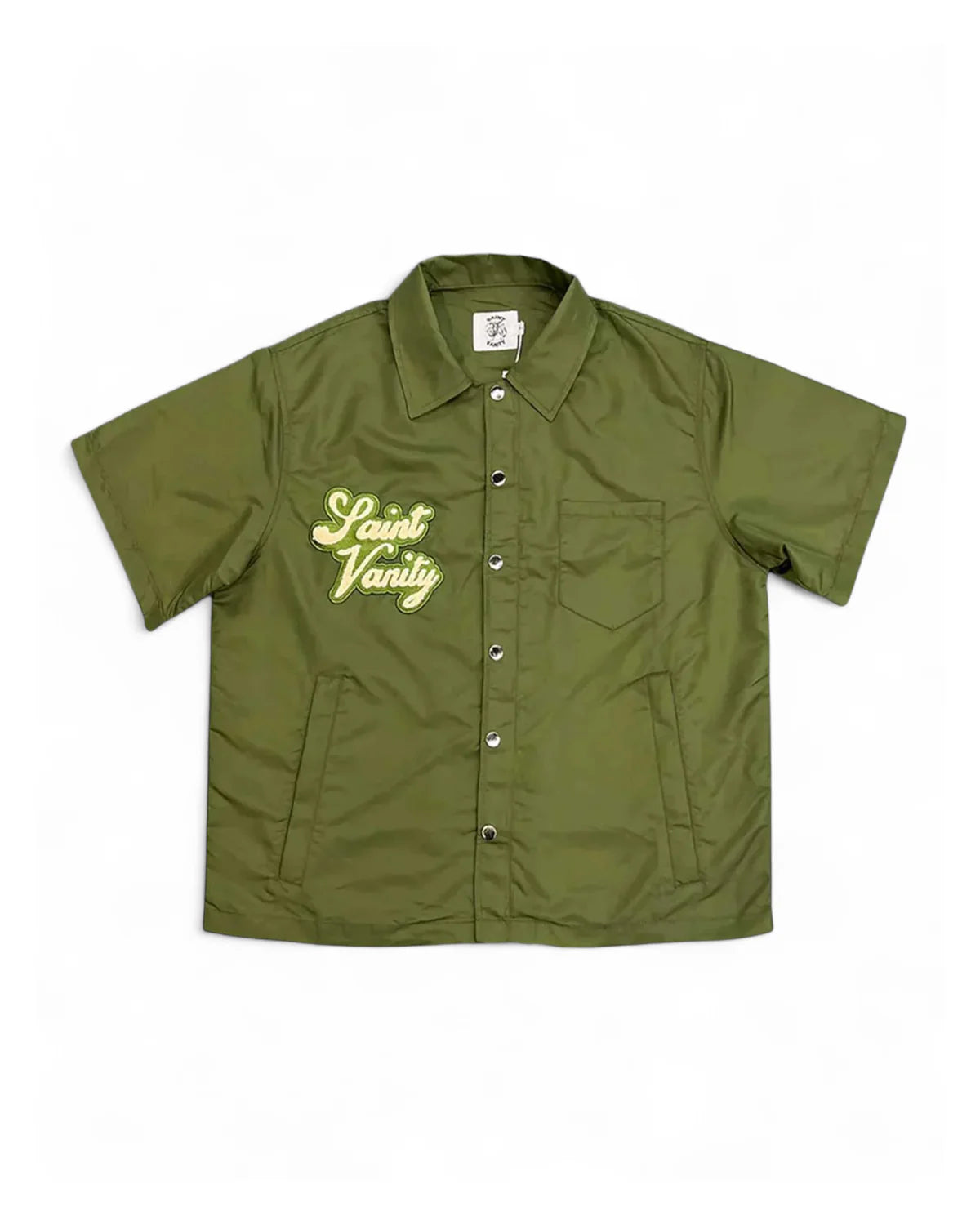 Saint Vanity Green Button Up Nylon Shirt