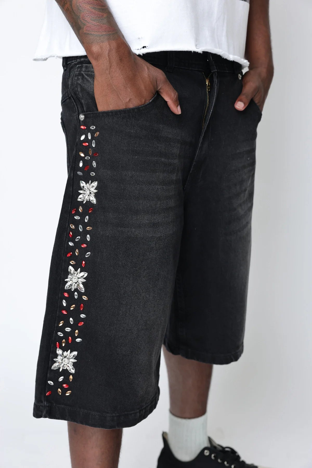 Fraternal Desires Interstellar Denim Shorts Black