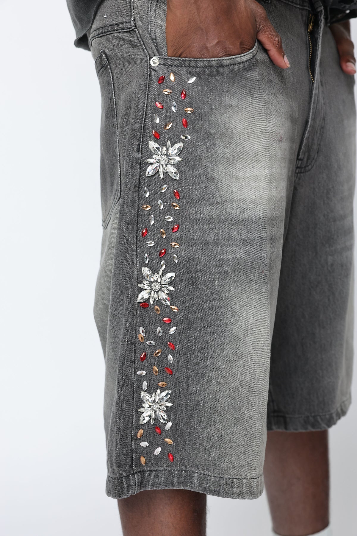 Fraternal Desires Interstellar Denim Shorts Grey