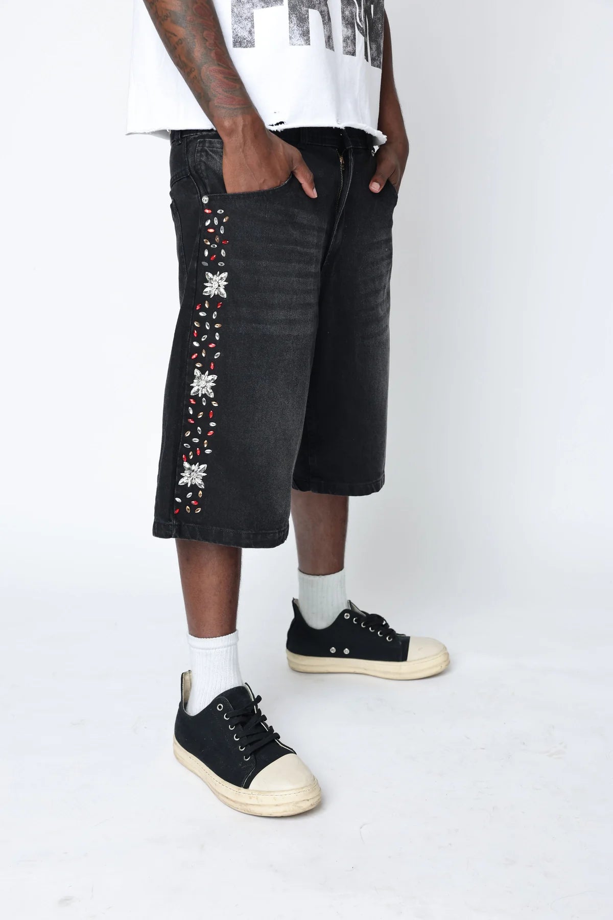 Fraternal Desires Interstellar Denim Shorts Black