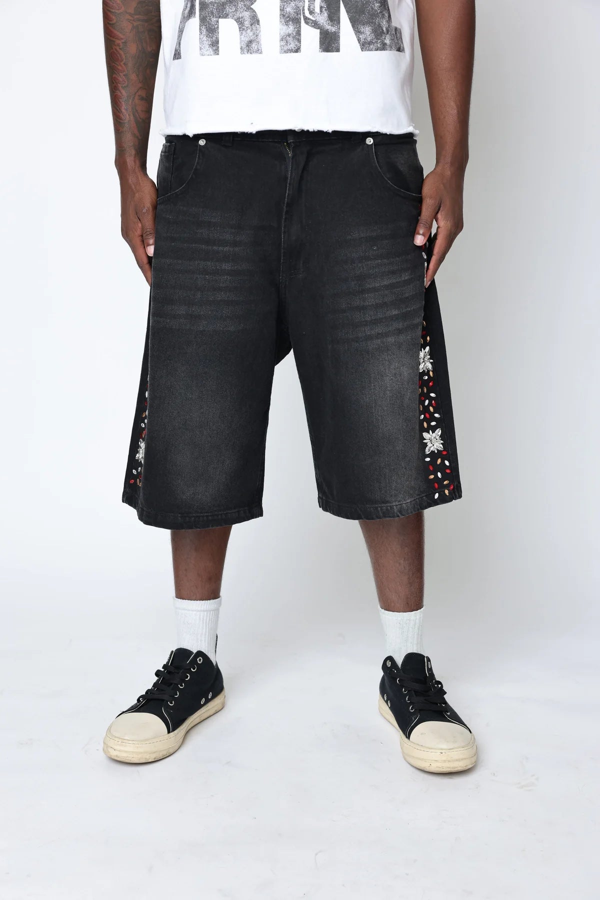 Fraternal Desires Interstellar Denim Shorts Black