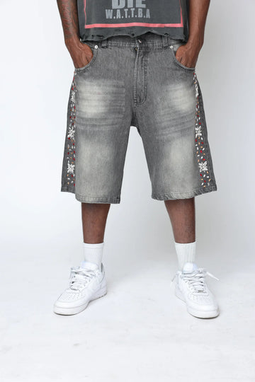 Fraternal Desires Interstellar Denim Shorts Grey