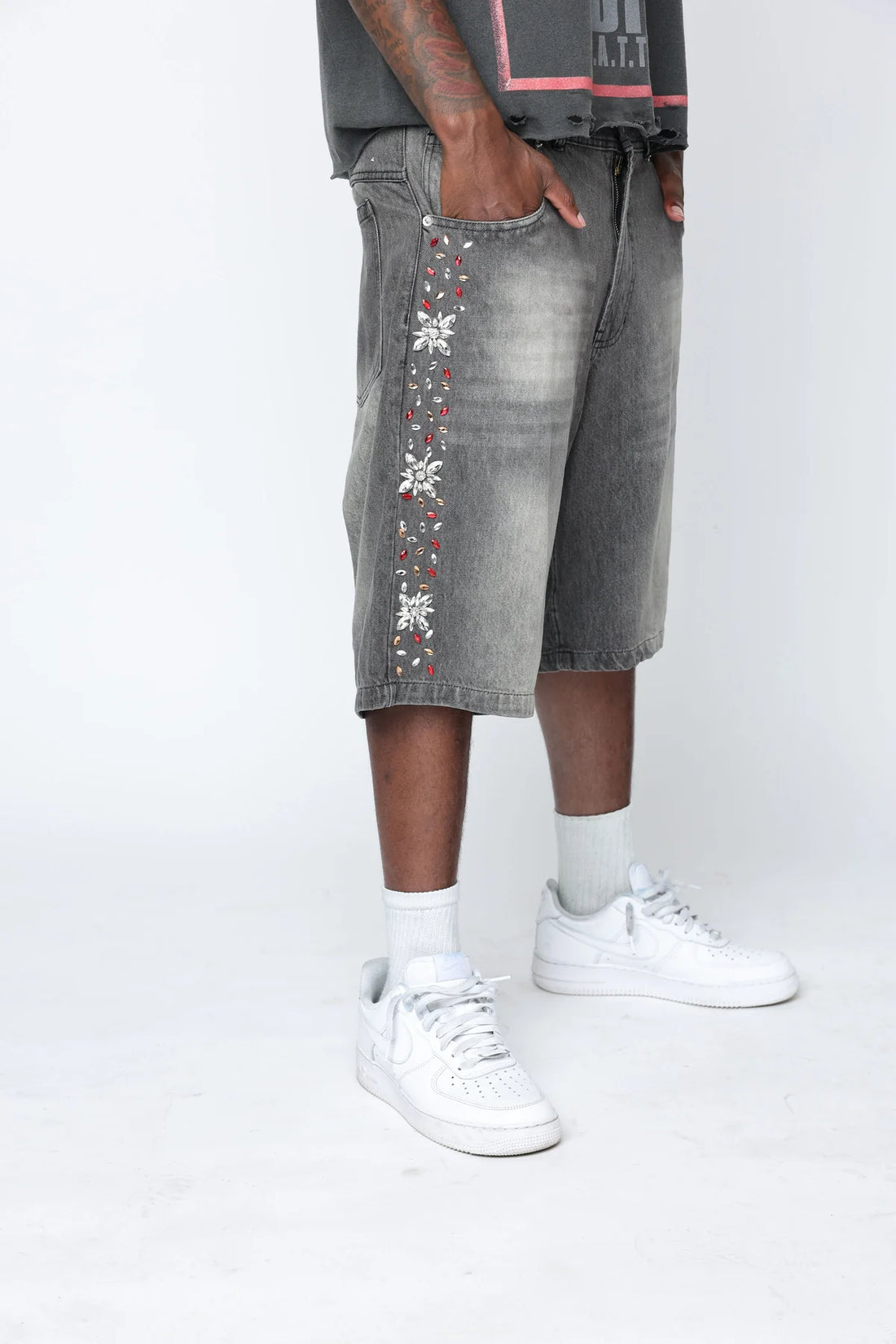 Fraternal Desires Interstellar Denim Shorts Grey