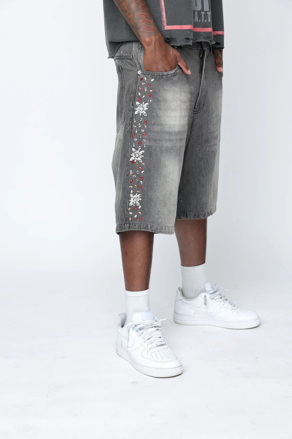 Fraternal Desires Interstellar Denim Shorts Grey