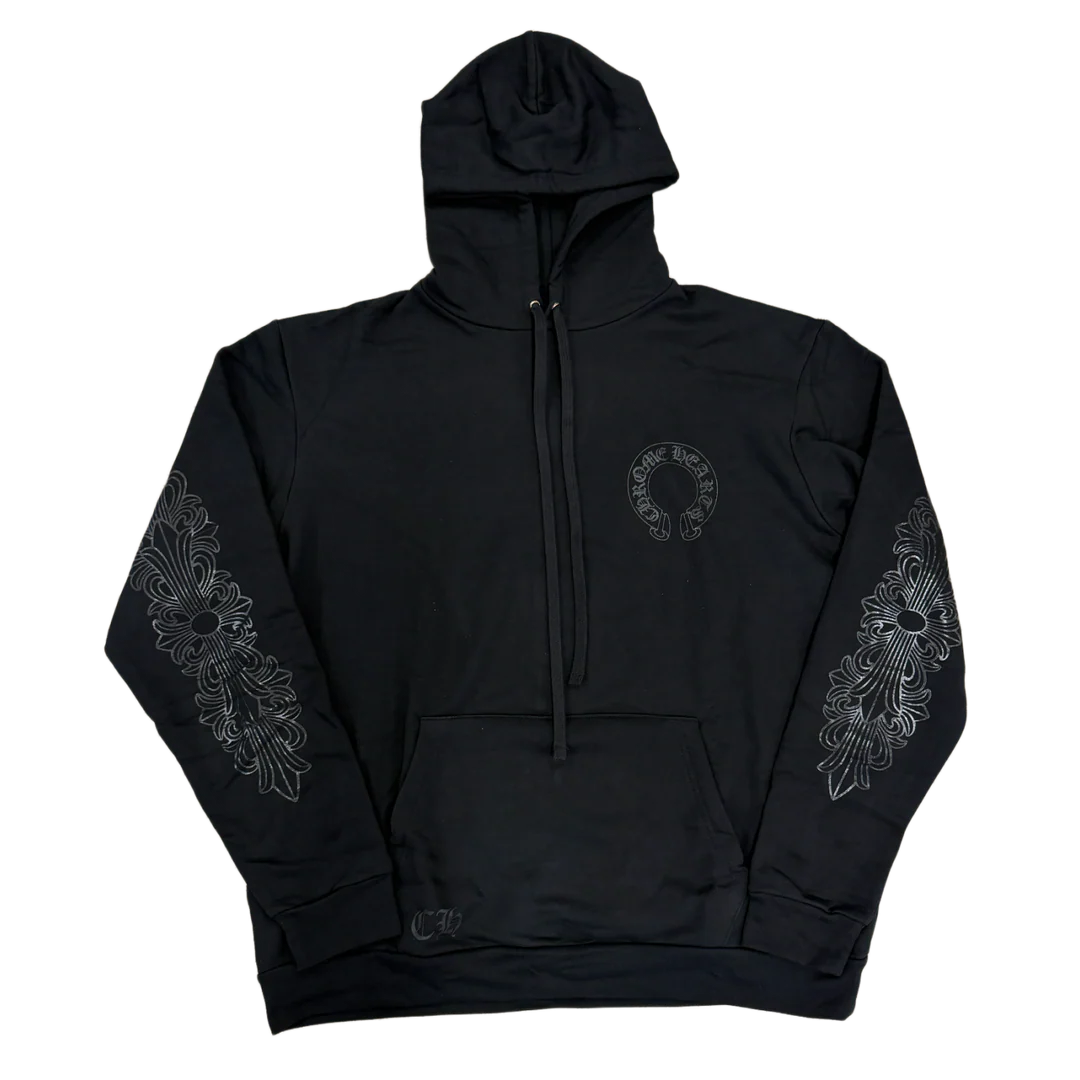 Chrome Hearts Blacked Out Horseshoe Logo Hoodie