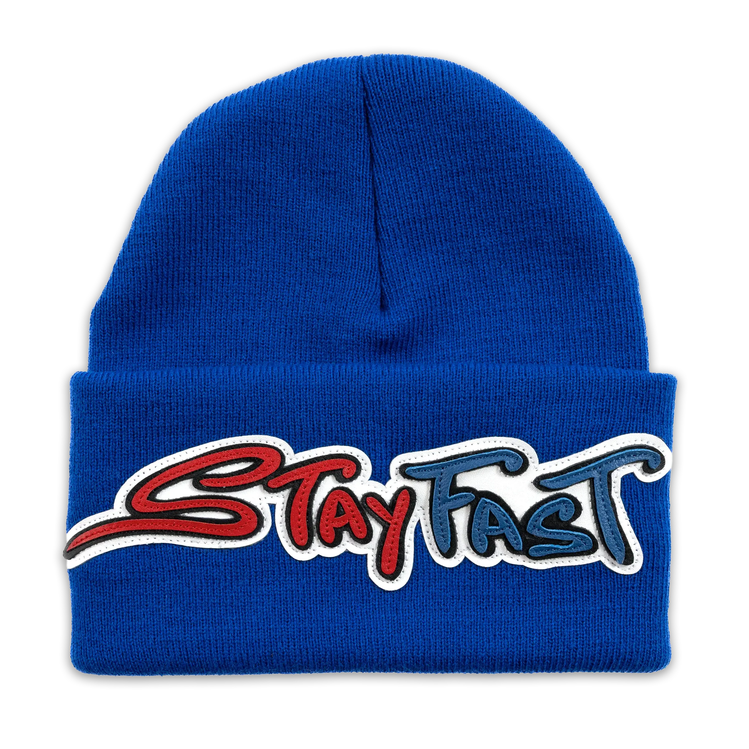 Matty Boy Anti Promo Stay Fast Leather Patch Beanie Blue Red White