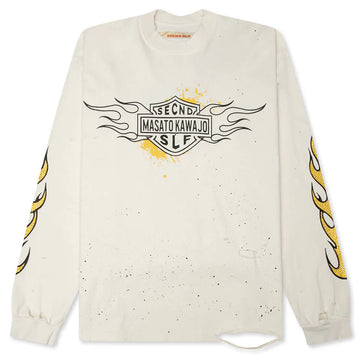 Secnd Slf X Masato Kawajo Firestorm Vintage Long Sleeve White Yellow