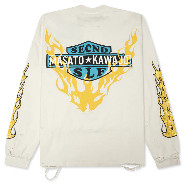 Secnd Slf X Masato Kawajo Firestorm Vintage Long Sleeve White Yellow