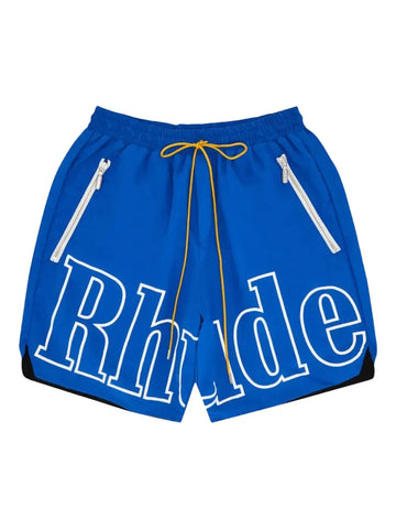 Rhude Logo Print Relax Fit Shorts Blue