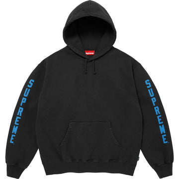 Supreme Washed Logo Hoodie Black Blue