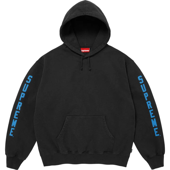 Supreme Washed Logo Hoodie Black Blue