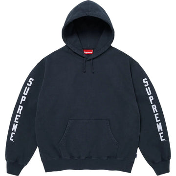 Supreme Washed Logo Hoodie Navy Blue