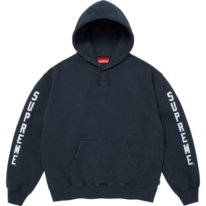 Supreme Washed Logo Hoodie Navy Blue