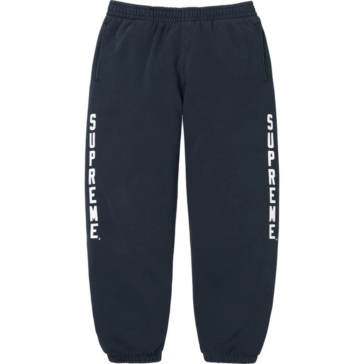 Supreme Washed Logo Sweatpants Navy Blue