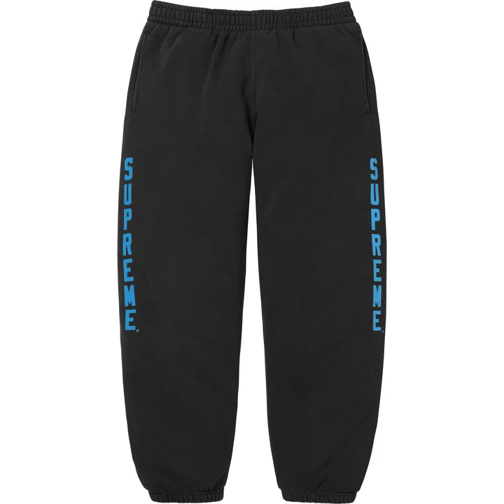 Supreme Washed Logo Sweatpants Black Blue