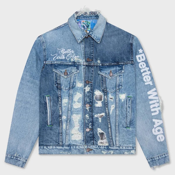 Better With Age Repair Denim Jacket Blue