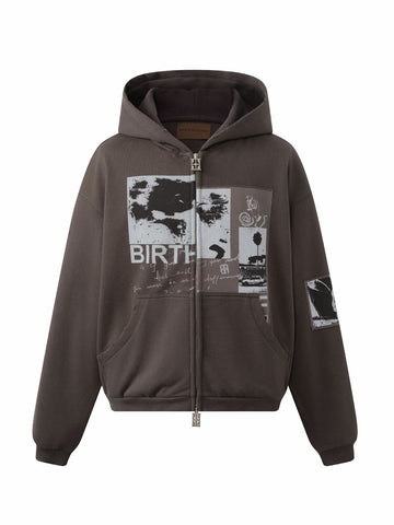 Birth Of Royal Child Flashlight Zip Up Hoodie Brown