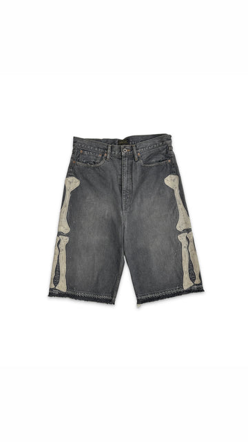 KAPITAL Grey Bone Denim Shorts