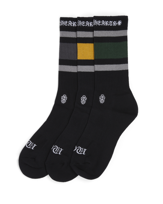 Chrome Hearts 3 Pack Sports Socks Black