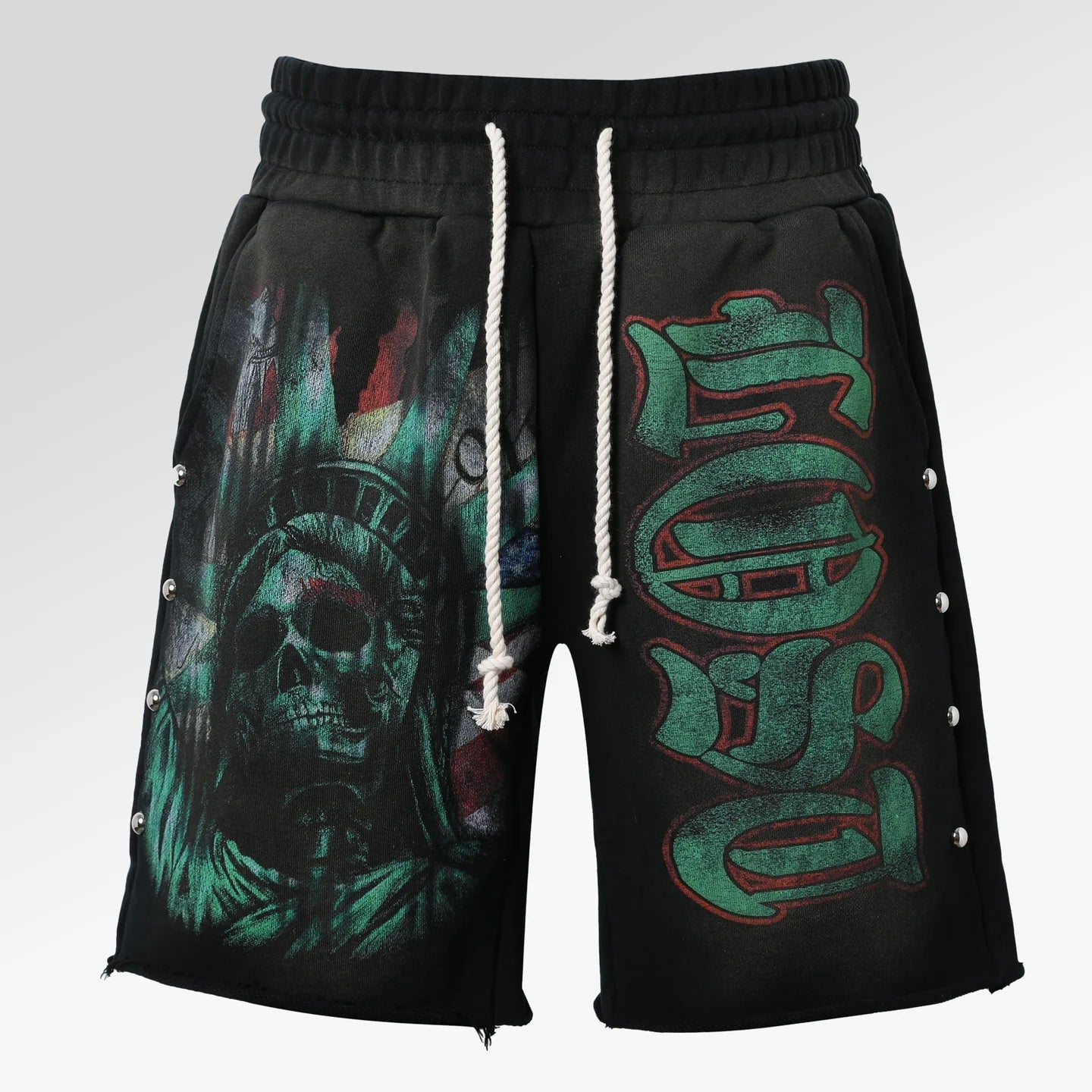Lost Intricacy Liberty Sweat Shorts Black Green