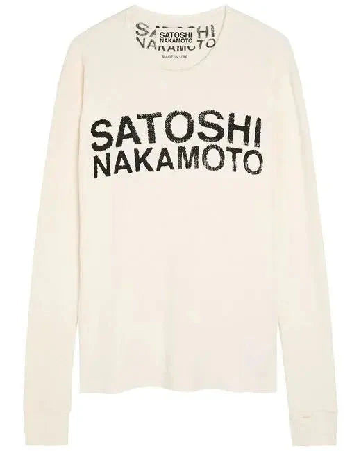Satoshi Nakamoto Logo Thermal Long Sleeve White