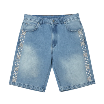 Fraternal Desires Concrete Pearl Denim Shorts Blue
