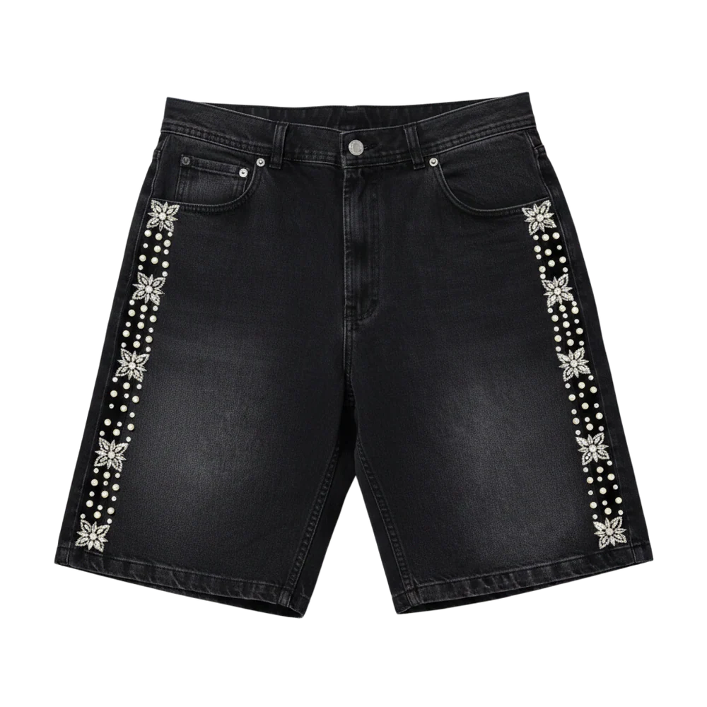 Fraternal Desires Concrete Pearl Denim Shorts Black