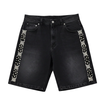 Fraternal Desires Concrete Pearl Denim Shorts Black