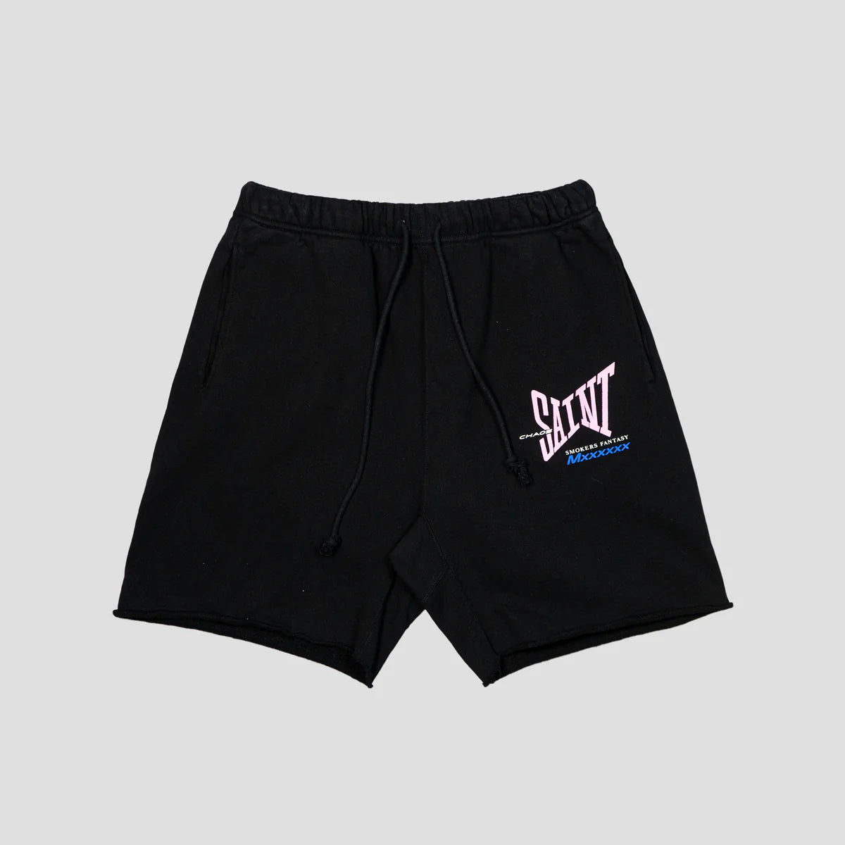 Saint Mxxxx Logo Sweat Shorts Black Pink