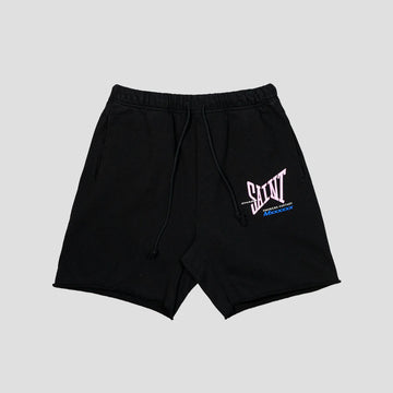 Saint Mxxxx Logo Sweat Shorts Black Pink
