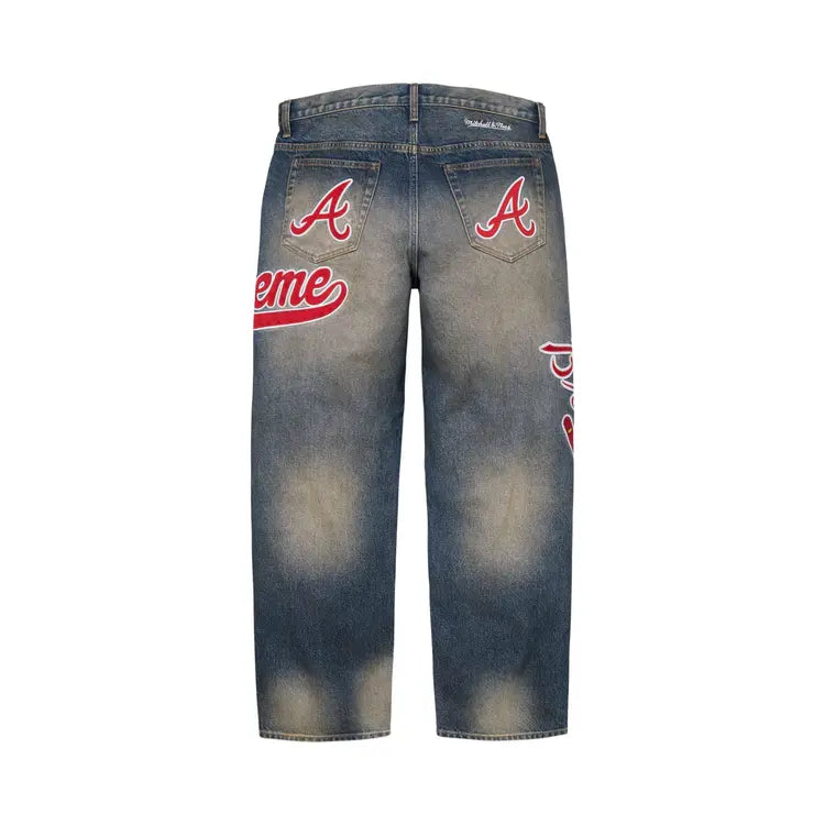 Supreme x Mitchell Ness Atlanta Braves Loose Fit Jeans Blue