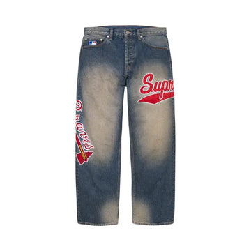 Supreme x Mitchell Ness Atlanta Braves Loose Fit Jeans Blue