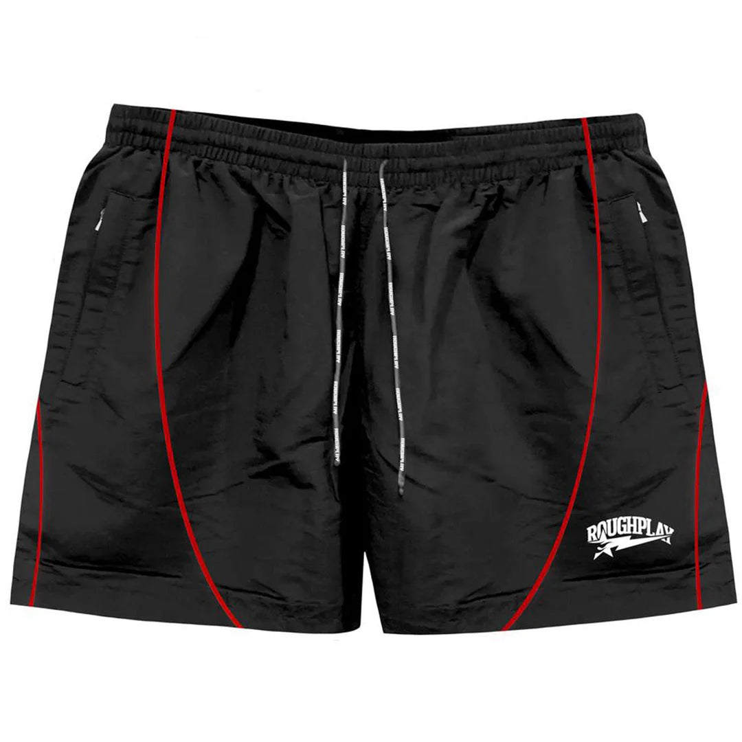 Roughplay Pipe Stripe Shorts Black Red