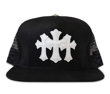 Chrome Heart Black White Triple Cross Cemetery Trucker