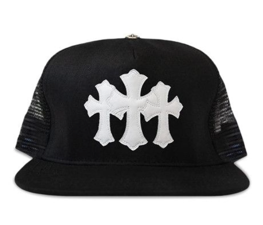 Chrome Heart Black White Triple Cross Cemetery Trucker