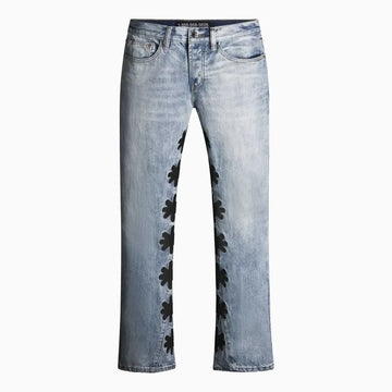 LostShdw Denim Black Logo Light Wash Blue Jeans