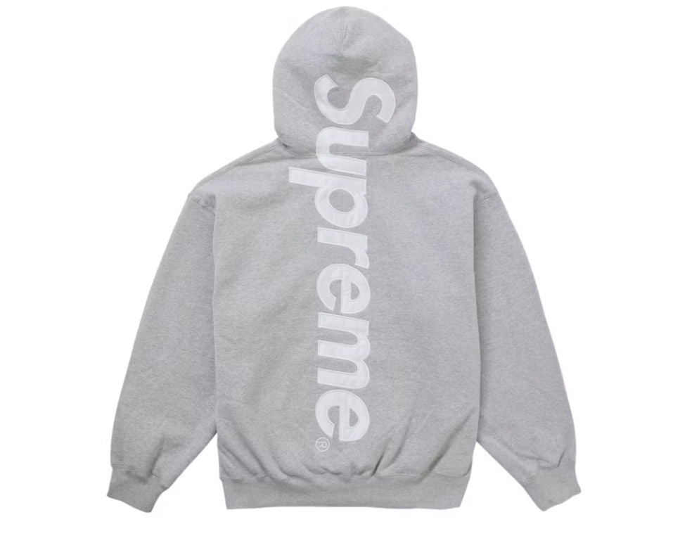 Supreme Satin Appliqué Hooded Sweatshirt (FW25) Heather Grey