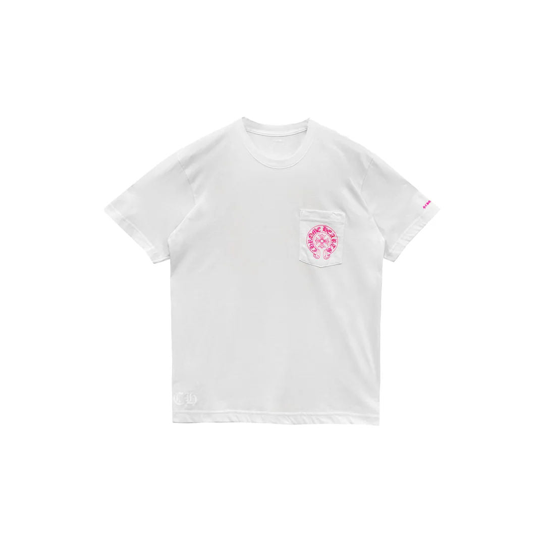 Chrome Hearts  Pink Horseshoe Logo Short Sleeve T-Shirt Tee